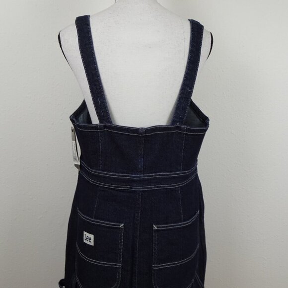 Lee Jeans Women's Overall Dress Blue Size L Denim Jumper Midi Preppy Schoolgirl - Picture 6 of 12
